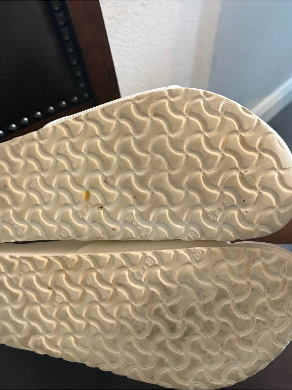 Birkenstock White Embossed Logo Slide Sandals
